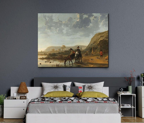 Aelbert Cuyp - River Landscape with Horsemen - Xtra.ro