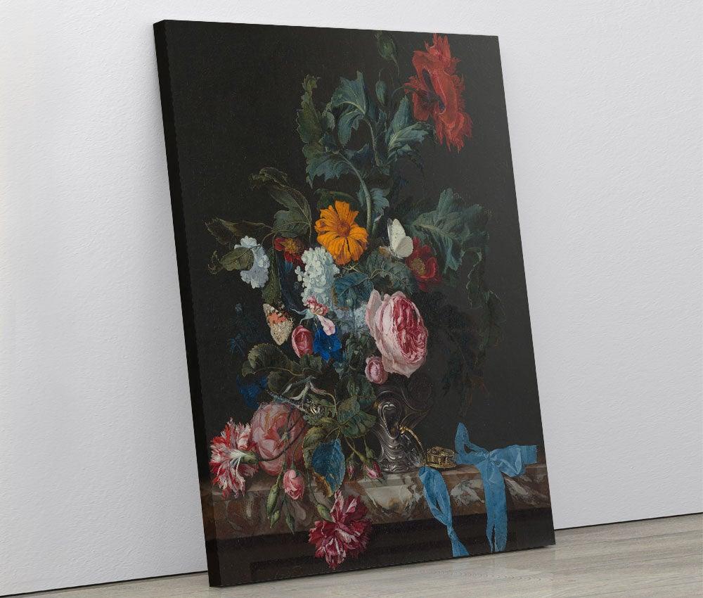 Willem van Aelst - Flower Still Life with a Timepiece - Xtra.ro