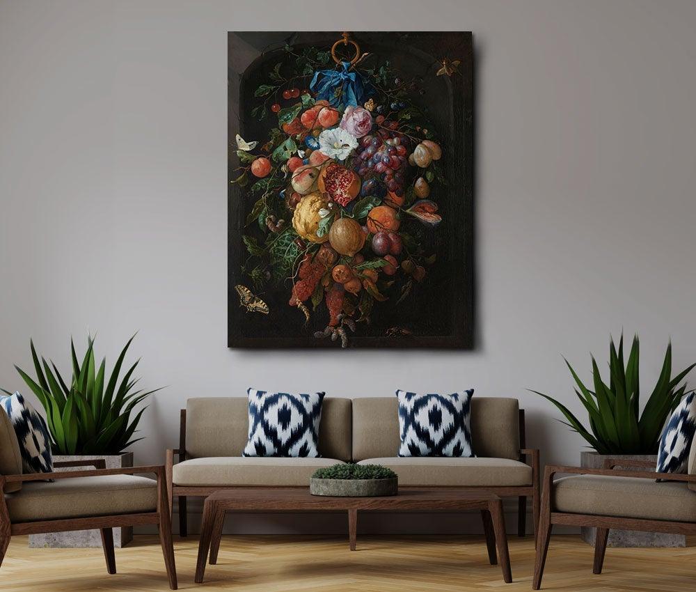 Jan Davidsz de Heem - Festoon of Fruits and Flowers - Xtra.ro