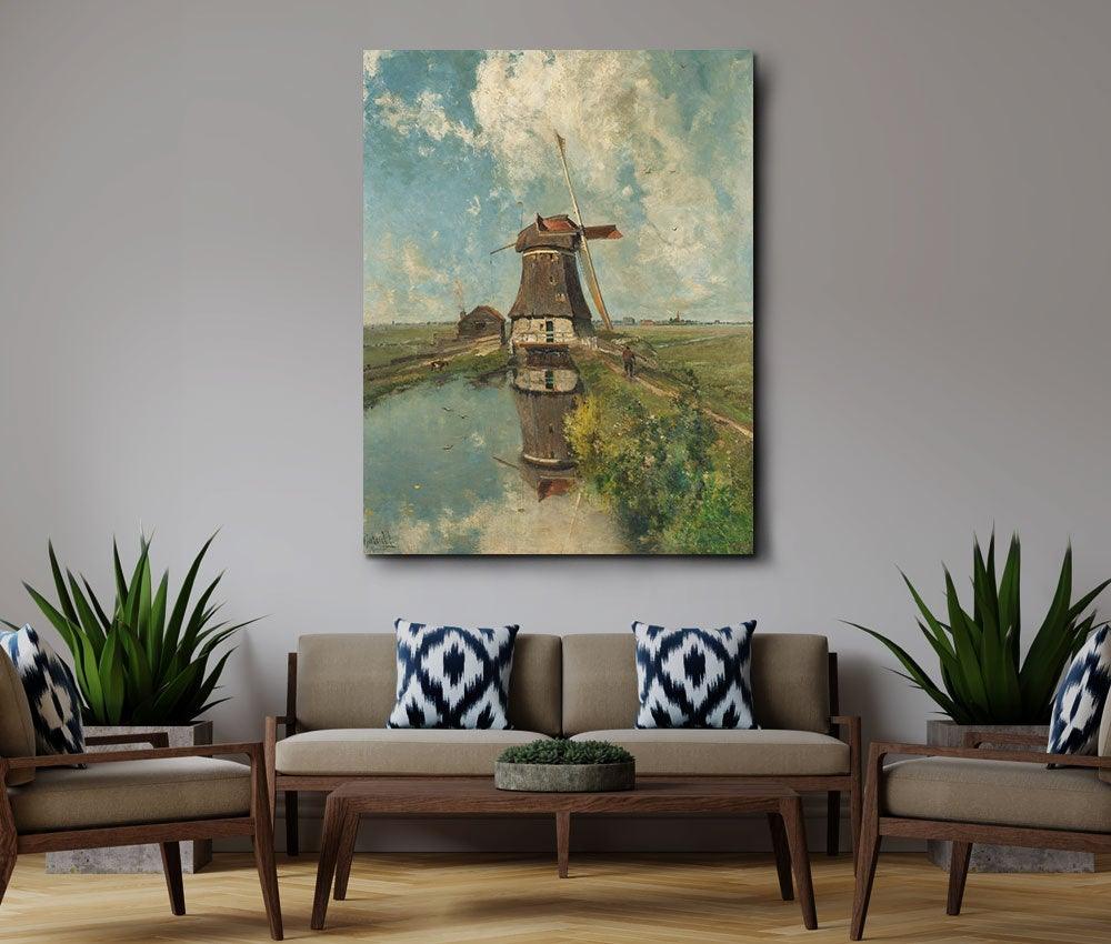 Paul Joseph Constantin Gabriel - A Windmill on a polder Canal - Xtra.ro