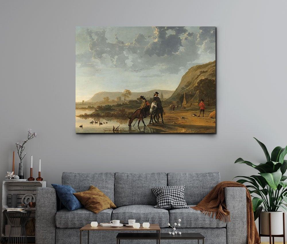 Aelbert Cuyp - River Landscape with Horsemen - Xtra.ro